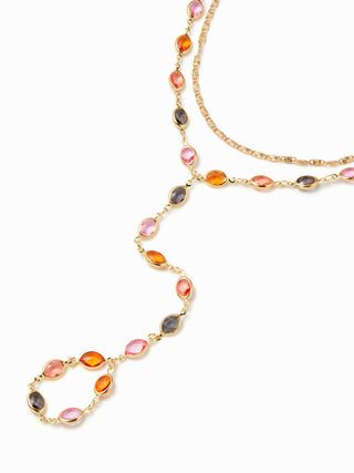 OVAL RESIN LAYERED HAND CHAIN BRACELET