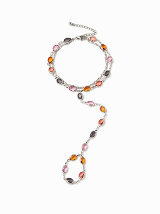 OVAL RESIN LAYERED HAND CHAIN BRACELET