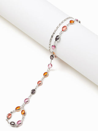 OVAL RESIN LAYERED HAND CHAIN BRACELET