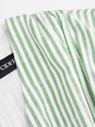 Cotton-blend V-neck Stripes Drawstring Wide Leg Jumpsuit