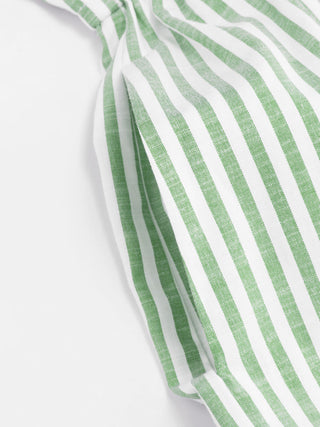 Cotton-blend V-neck Stripes Drawstring Wide Leg Jumpsuit