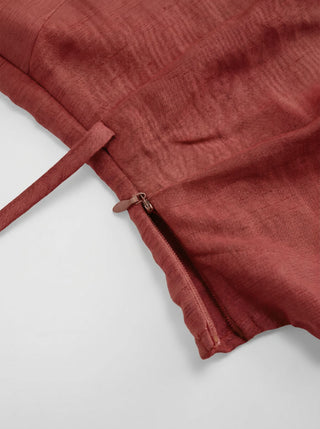 Linen-blend Asymmetrical Neck Ruched One-Shoulder Top