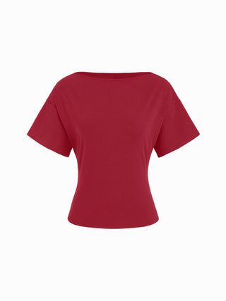 Cotton-blend Boat Neck Short Sleeve Tee