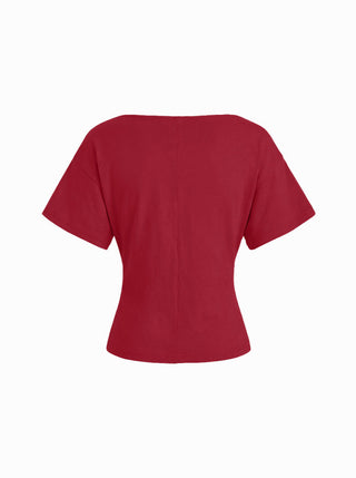 Cotton-blend Boat Neck Short Sleeve Tee