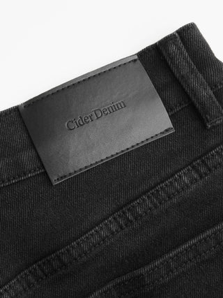 Denim Mid Rise Washed Metal Detail Riding Shorts