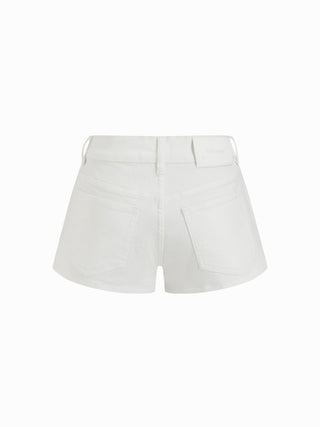 Denim Mid Rise Washed Metal Detail Riding Shorts