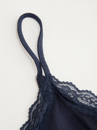 Textured V-neck Lace Trim Cami Top
