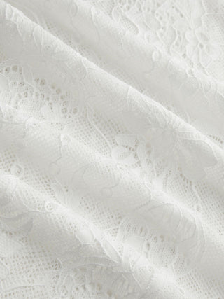 Lace Round Neckline See-Through Short Sleeve Top