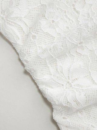 Lace Round Neckline See-Through Short Sleeve Top