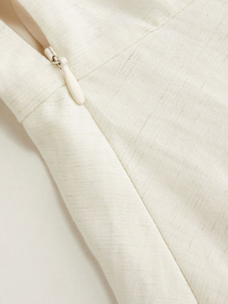 Linen-blend Sweetheart Neckline Beaded Backless Maxi Cami Dress