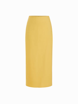 Linen-blend Button Front Sweetheart Neck Tank Top & Mid Rise Pencil Maxi Skirt Set