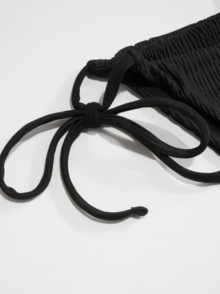 Ribbed Shell  Button Side-Tie Triangle Bikini Set