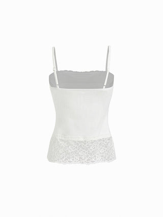 High Stretch Square Neck Lace Panel Cami Top