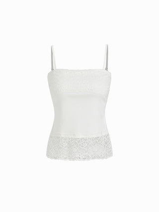 High Stretch Square Neck Lace Panel Cami Top