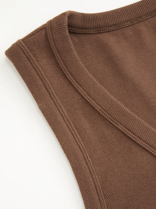 Cotton-blend Ribbed V-neck High Stretch Tank Top