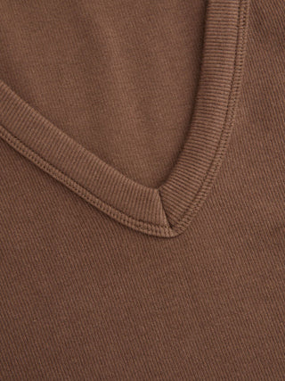 Cotton-blend Ribbed V-neck High Stretch Tank Top