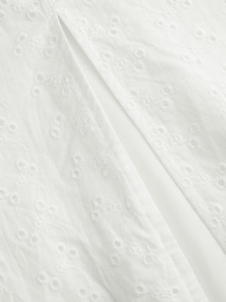 Cotton Eyelet Square Neck Bowknot Mermaid Maxi Dress