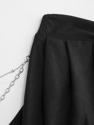 Scoop Neck Batwing Sleeve Backless Metal Detail Top