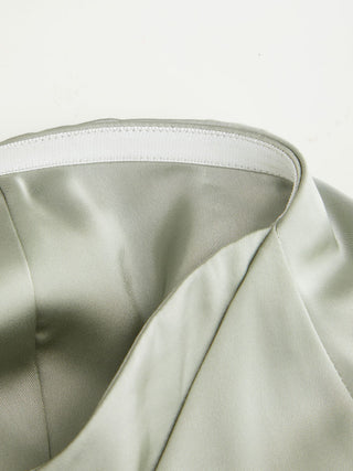 Satin Strapless Asymmetrical Mid Rise Oversized Wide Leg Jumpsuit
