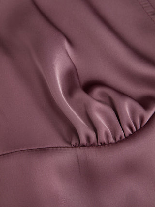 Satin V-neck Twist Knotted A-line Maxi Dress