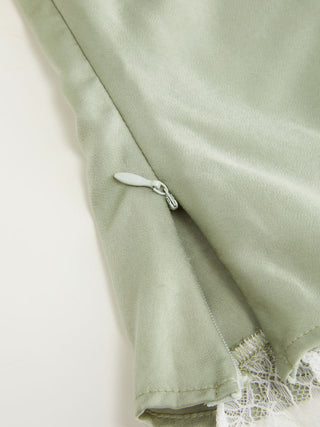 Satin Halter Neck Lace Trim Ruched Top