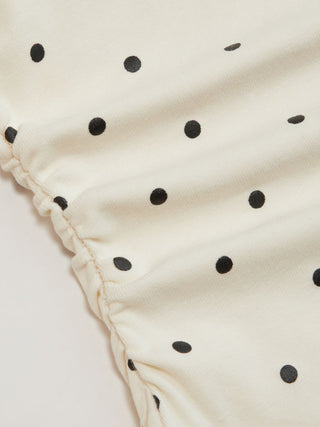 Cotton-blend Halter Cowl Neck Polka Dot Ruched Top