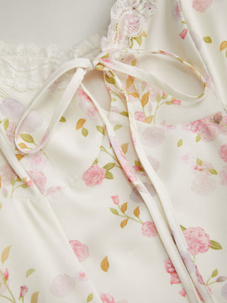 Floral Sculptural Sweetheart Neck Lace Trim Bowknot A-line Maxi Dress