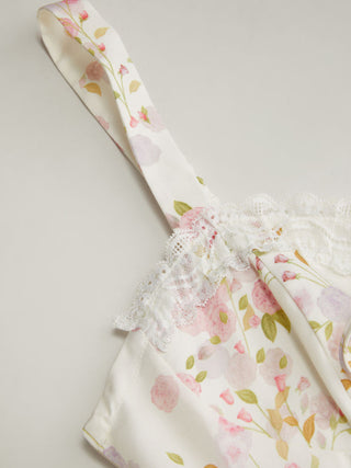 Floral Sculptural Sweetheart Neck Lace Trim Bowknot A-line Maxi Dress