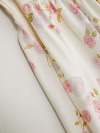 Floral Sculptural Sweetheart Neck Lace Trim Bowknot A-line Maxi Dress