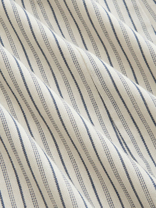 Cotton Striped Scoop Neck Ruffle Hem Bowknot Short Sleeve Blouse