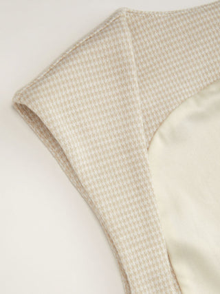 Jacquard Houndstooth Square Neck Crop Blazer Vest
