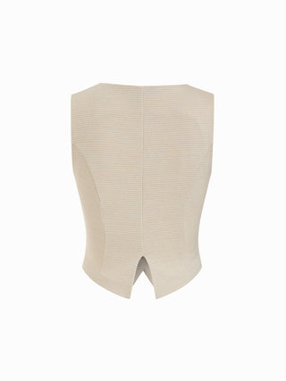 Jacquard Houndstooth Square Neck Crop Blazer Vest
