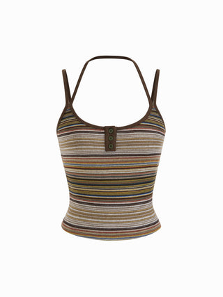 Jacquard Striped Scoop Neck Cami Top