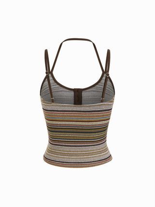 Jacquard Striped Scoop Neck Cami Top