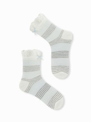 2 PAIRS BOWKNOT & STRIPED CREW SOCKS SET
