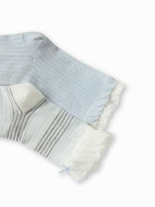 2 PAIRS BOWKNOT & STRIPED CREW SOCKS SET
