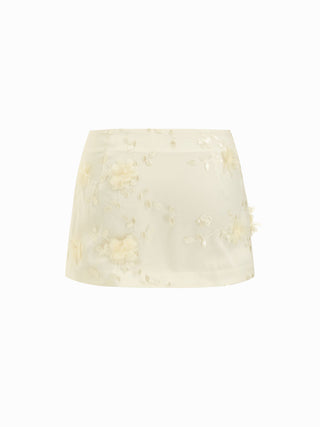 Lace Low Rise Floral Mini Skirt