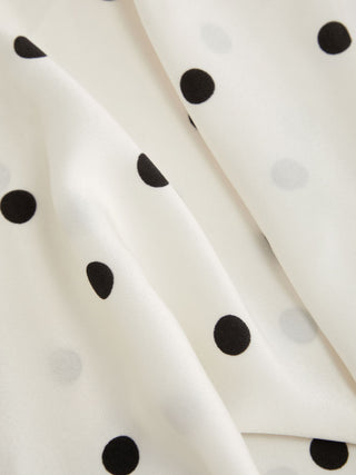 Satin Polka Dot Halter Neckline Backless Lace Trim Mermaid Maxi Dress