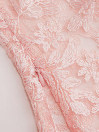 Lace Mandarin Collar Floral See-through Tank Top