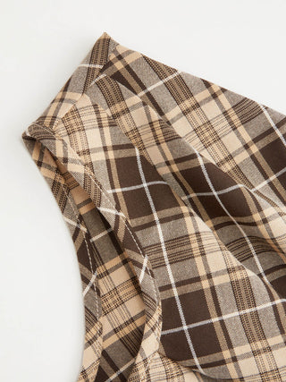 Off-shoulder Tartan Ruched Crop Top
