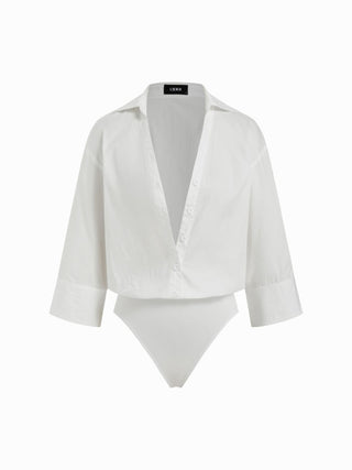 Cotton-blend Mid-length Sleeve Shirt Bodysuit