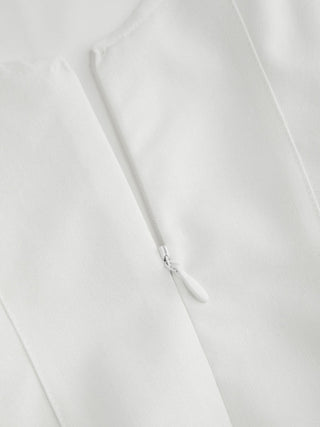 Linen-blend Boat Neck Pleated A-line Mini Dress