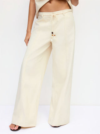 Denim Denim Low Rise Washed Twist Knotted Belted Wide Leg Jeans For Vacation Beach