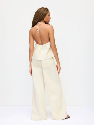Denim Denim Low Rise Washed Twist Knotted Belted Wide Leg Jeans For Vacation Beach