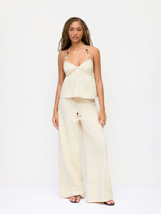 Denim Denim Low Rise Washed Twist Knotted Belted Wide Leg Jeans For Vacation Beach