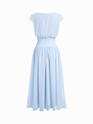 Chiffon Draped Flared Maxi Dress