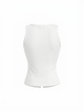 Cotton-blend Scoop Neck Lace Trim Tank Top