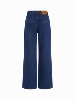 Floral Embroidery High-Waist Straight Leg Denim Jeans