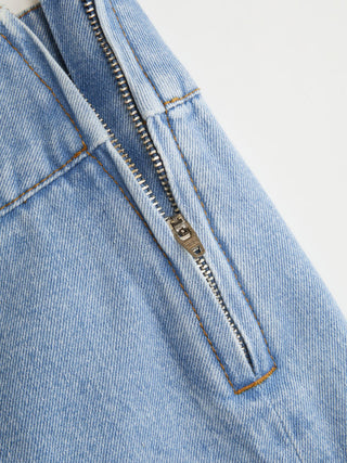 Denim Low Rise Washed Bowknot A-line Micro Mini Skort