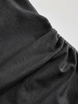 Cotton-blend Boat Neck Ruffle Sleeve Ruched Asymmetrical Hem Tee